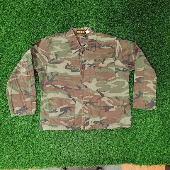 Vintage Y2K Military Camo Jacket Large 23x24 Brown Green - Picture 11 of 16